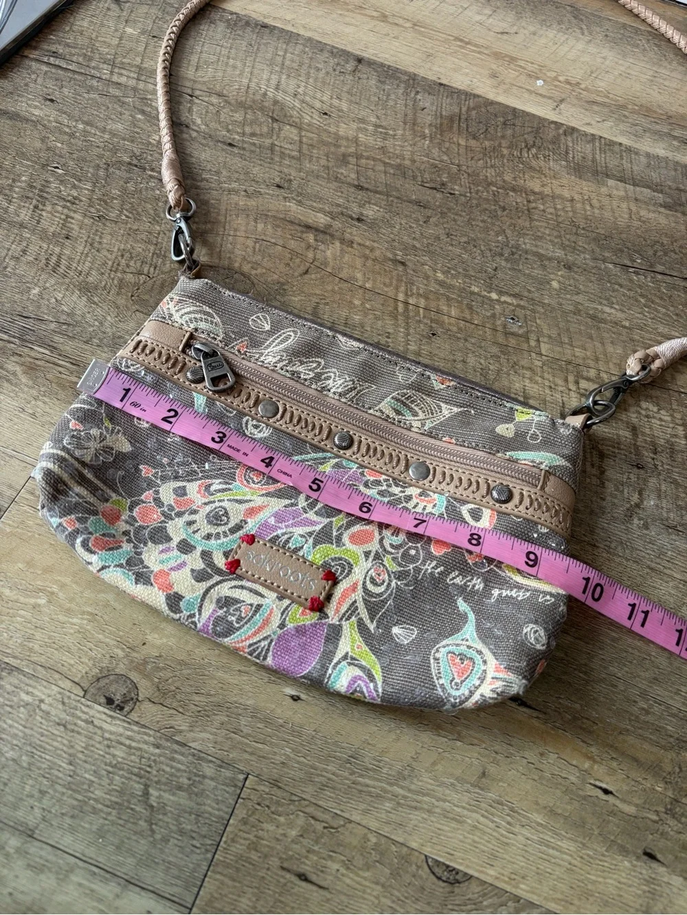 Sakroots Campus Peace Love Song Sequin Crossbody Purse Bag